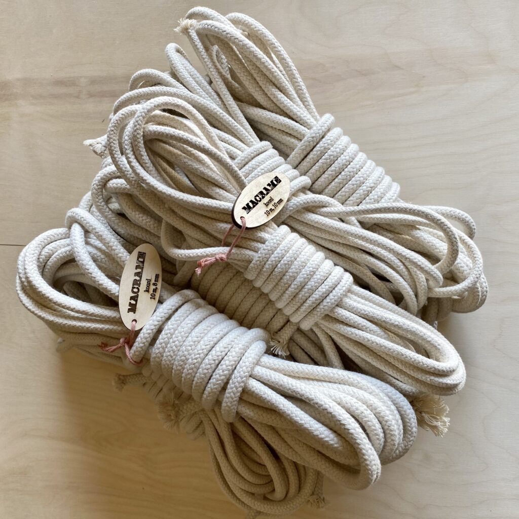 Sznurkomania, Gevlochten katoenen koord 3mm 100m, 46 kleuren, hakenkoord, macramékoord, macramégaren, premium garen, macramésnoer, (Ecru