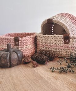 Vierkante manden met bodem duo kleur | haakpakket